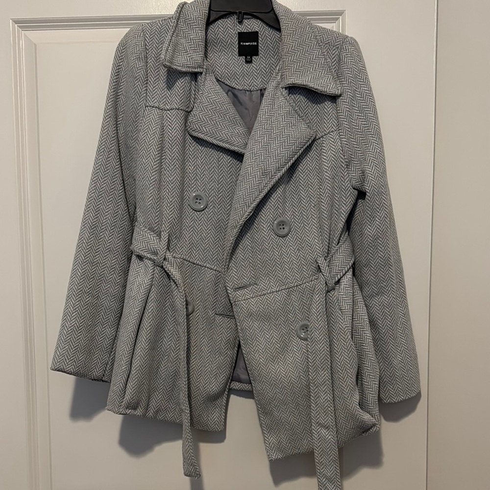 Gray Chevron pattern Women's Coat